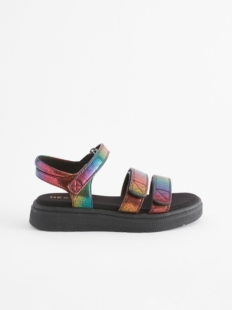 Rainbow Metallic Chunky Wedge Sandals - Image 2 of 6