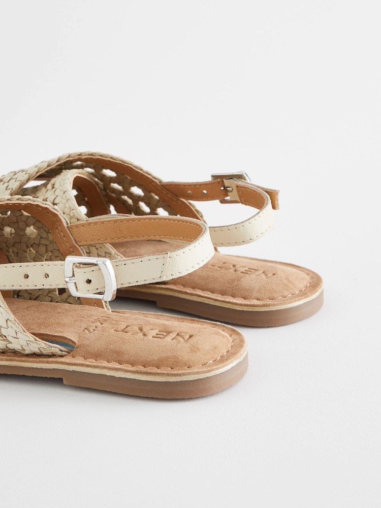 White Leather Cross Strap Sandals - Image 7 of 7