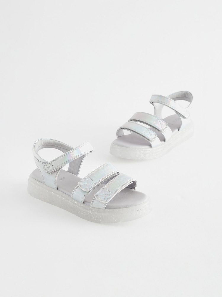 Silver Metallic Chunky Wedge Sandals - Image 1 of 5