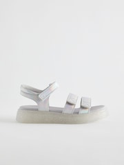 Silver Metallic Chunky Wedge Sandals - Image 2 of 5