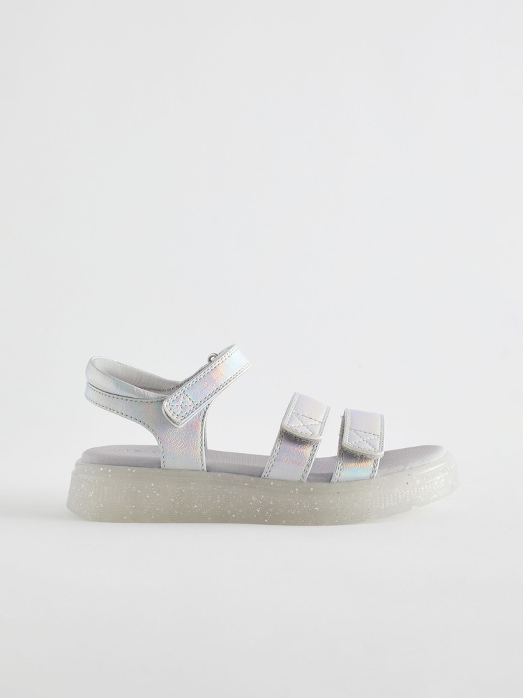Silver Metallic Chunky Wedge Sandals - Image 2 of 5