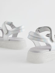 Silver Metallic Chunky Wedge Sandals - Image 3 of 5