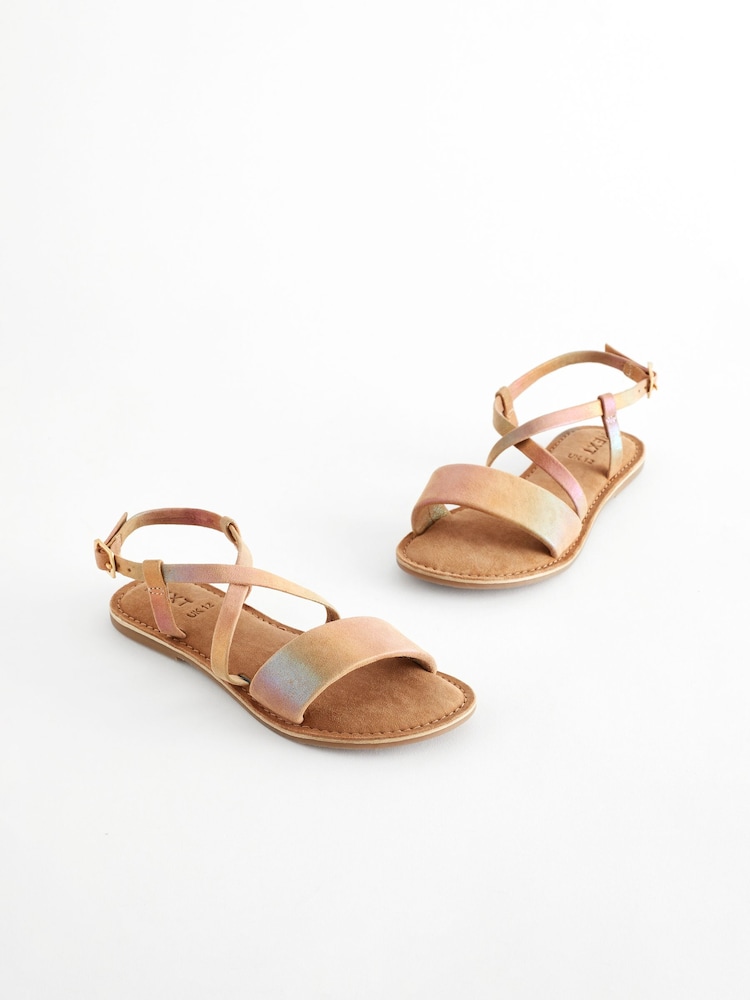 Pastel Rainbow Shimmer Leather Sandals - Image 1 of 6