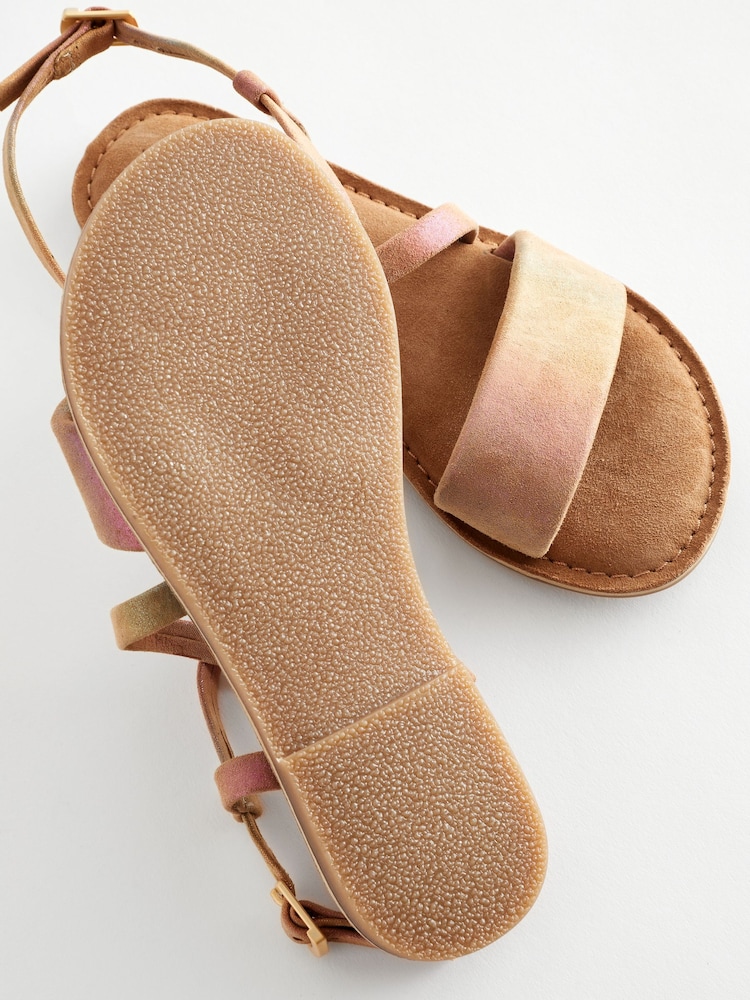 Pastel Rainbow Shimmer Leather Sandals - Image 4 of 6