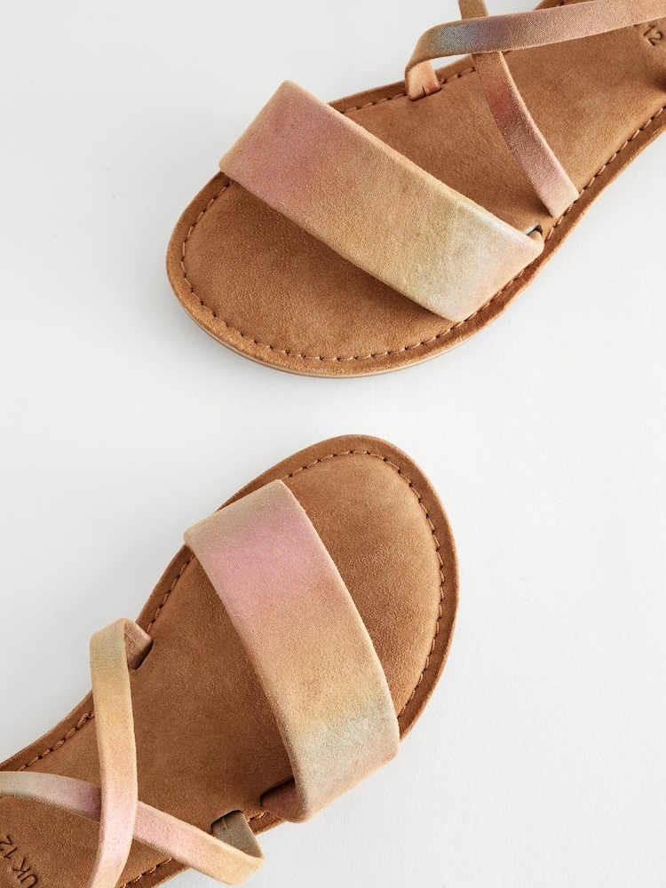 Pastel Rainbow Shimmer Leather Sandals - Image 5 of 6