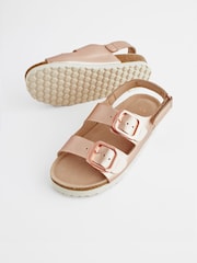 Rose Gold Leather Standard Fit (F) Two Strap Corkbed Sandals - Image 3 of 7