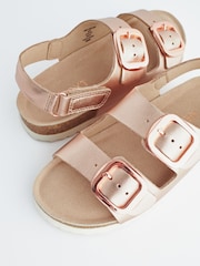 Rose Gold Leather Standard Fit (F) Two Strap Corkbed Sandals - Image 6 of 7