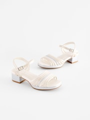 White SIlver Metallic Platform Heel Occasion Sandals - Image 1 of 6