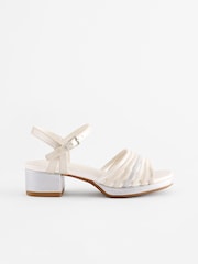 White SIlver Metallic Platform Heel Occasion Sandals - Image 2 of 6