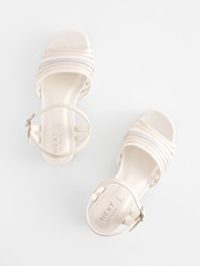 White SIlver Metallic Platform Heel Occasion Sandals - Image 3 of 6