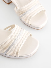 White SIlver Metallic Platform Heel Occasion Sandals - Image 4 of 6