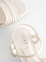 White SIlver Metallic Platform Heel Occasion Sandals - Image 5 of 6