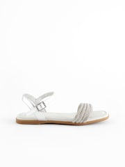 Silver Glitter Occasion Sandals - Image 2 of 6