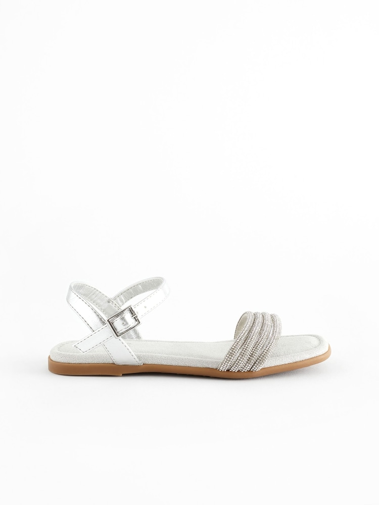 Silver Glitter Occasion Sandals - Image 2 of 6