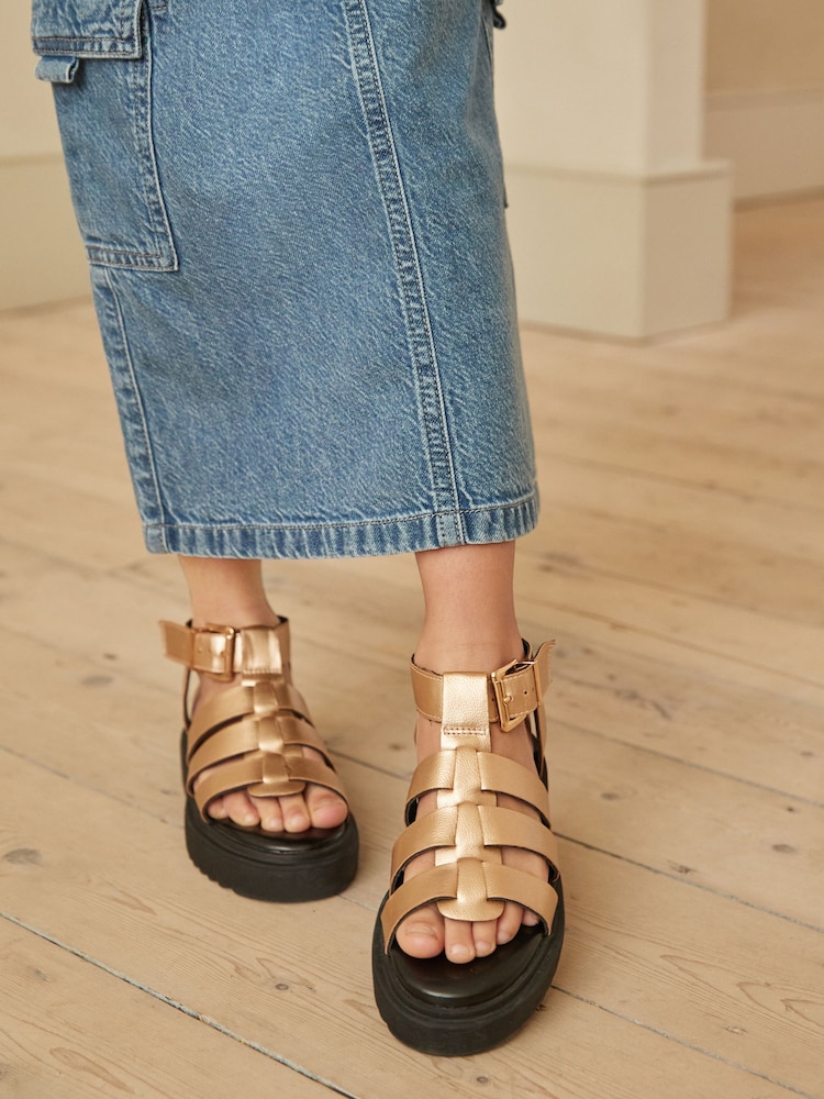 Rose Gold Chunky Gladiator Sandals - Image 1 of 8