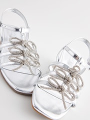 Silver Bow Wedge Sandals - Image 3 of 5