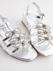Silver Bow Wedge Sandals - Image 4 of 5
