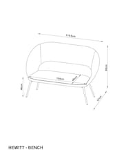Tweedy Plain Light Natural Hewitt Dining Bench - Image 7 of 7