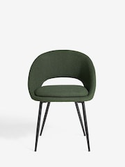 Set of 2 Casual Bouclé Olive Green Hewitt Black Leg Dining Chairs - Image 2 of 7