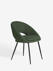 Set of 2 Casual Bouclé Olive Green Hewitt Black Leg Dining Chairs - Image 3 of 7