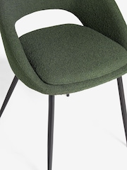Set of 2 Casual Bouclé Olive Green Hewitt Black Leg Dining Chairs - Image 6 of 7