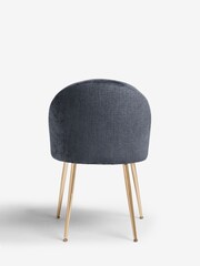 Set of 2 Plush Chenille Slate Blue Newman Gold Effect Leg Dining Chairs - Image 6 of 7