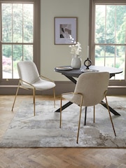 Set of 2 Casual Boucle Light Natural Elia Dining Chairs - Image 1 of 6