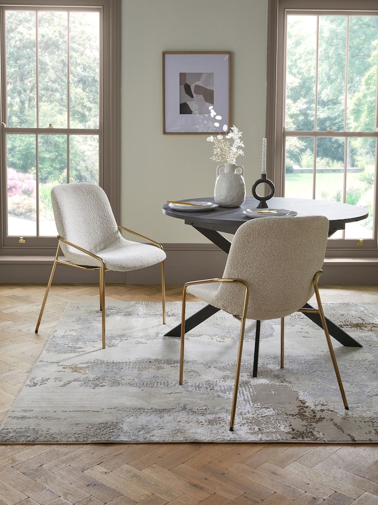 Set of 2 Casual Boucle Light Natural Elia Dining Chairs - Image 1 of 6