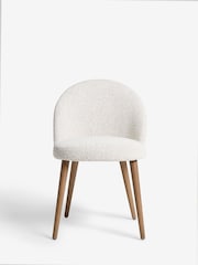 Set of 2 Casual Boucle Light Natural Newman Dark Wood Leg Dining Chairs - Image 2 of 8
