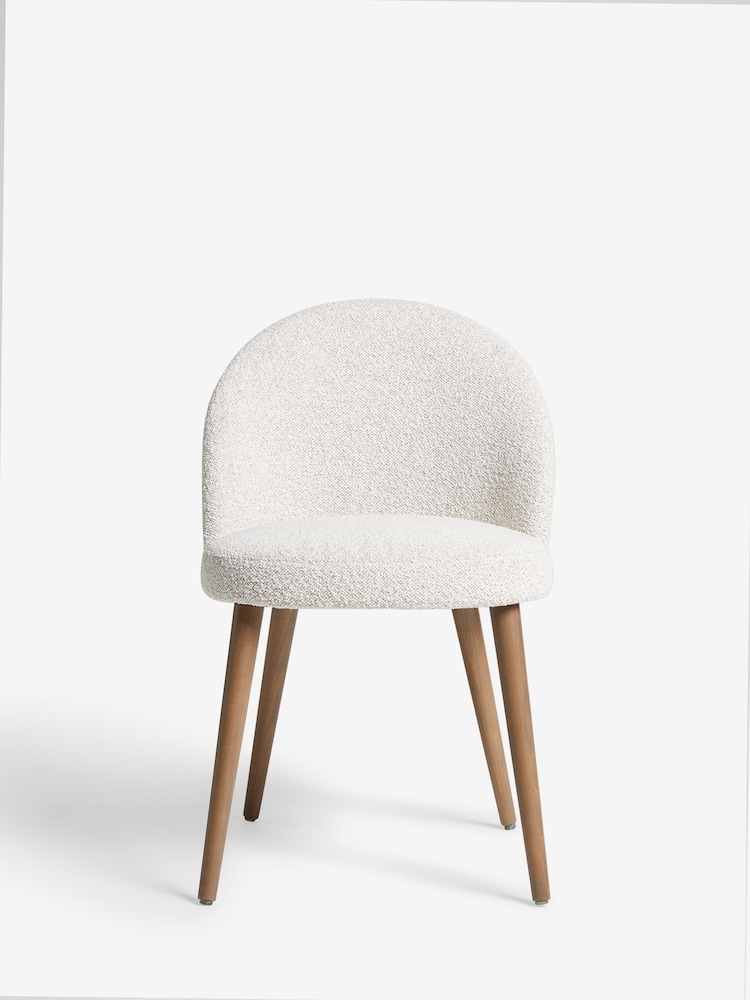 Set of 2 Casual Boucle Light Natural Newman Dark Wood Leg Dining Chairs - Image 2 of 8