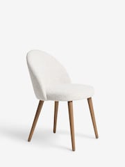 Set of 2 Casual Boucle Light Natural Newman Dark Wood Leg Dining Chairs - Image 4 of 8