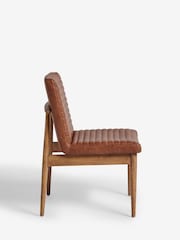 Set of 2 Distressed Faux Leather Tan Brown Atlas Dark Wood Leg Dining Chairs - Image 6 of 10