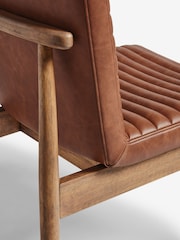 Set of 2 Distressed Faux Leather Tan Brown Atlas Dark Wood Leg Dining Chairs - Image 8 of 10
