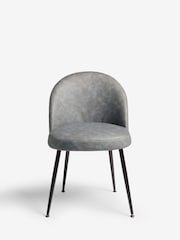 Set of 2 Arona Faux Leather Mid Grey Newman Black Leg Dining Chairs - Image 2 of 8