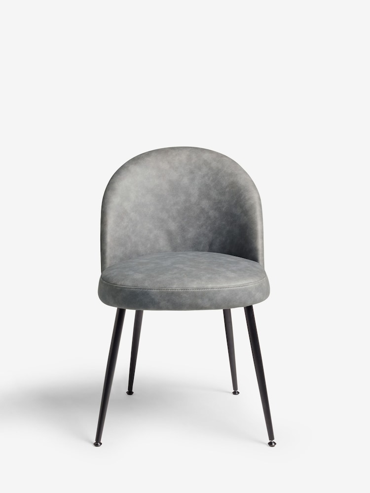 Set of 2 Arona Faux Leather Mid Grey Newman Black Leg Dining Chairs - Image 2 of 8