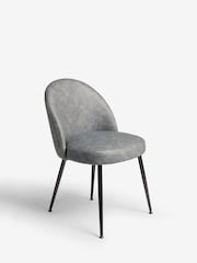 Set of 2 Arona Faux Leather Mid Grey Newman Black Leg Dining Chairs - Image 4 of 8