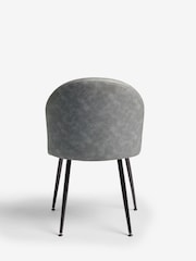 Set of 2 Arona Faux Leather Mid Grey Newman Black Leg Dining Chairs - Image 6 of 8