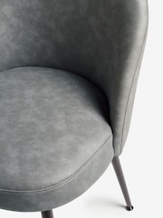 Set of 2 Arona Faux Leather Mid Grey Newman Black Leg Dining Chairs - Image 7 of 8
