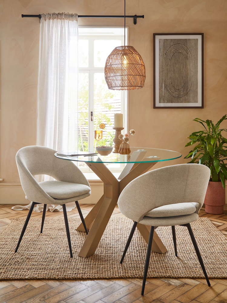 Set of 2 Light Natural Hewitt Swivel Dining Chairs - Image 1 of 7