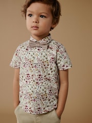 Pink Floral Short Sleeve Shirt And Bow Tie Set (3mths-7yrs) - Image 1 of 8