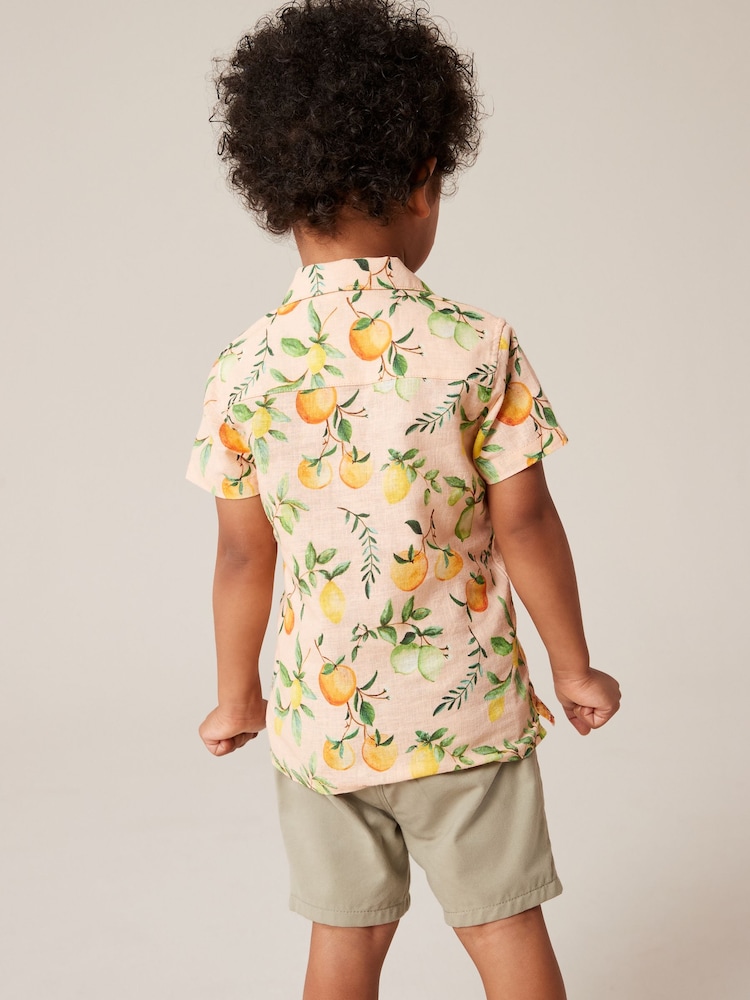Peach Pink Short Sleeve All Over Print Shirt (3mths-7yrs) - Image 2 of 6