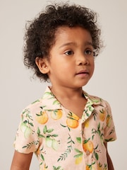 Peach Pink Short Sleeve All Over Print Shirt (3mths-7yrs) - Image 3 of 6