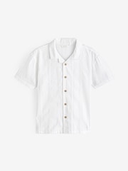 White 100% Cotton Short Sleeves Textured Shirt (3mths-7yrs) - Image 5 of 7