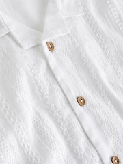 White 100% Cotton Short Sleeves Textured Shirt (3mths-7yrs) - Image 7 of 7