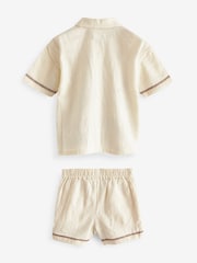 Cream Short Sleeves 100% Cotton Shirt and Short Set (3mths-7yrs) - Image 5 of 7