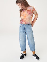 Mid Blue Denim 100% Cotton Barrel Jeans (3-16yrs) - Image 1 of 5
