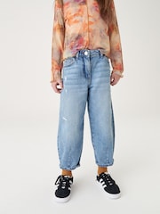 Mid Blue Denim 100% Cotton Barrel Jeans (3-16yrs) - Image 2 of 5