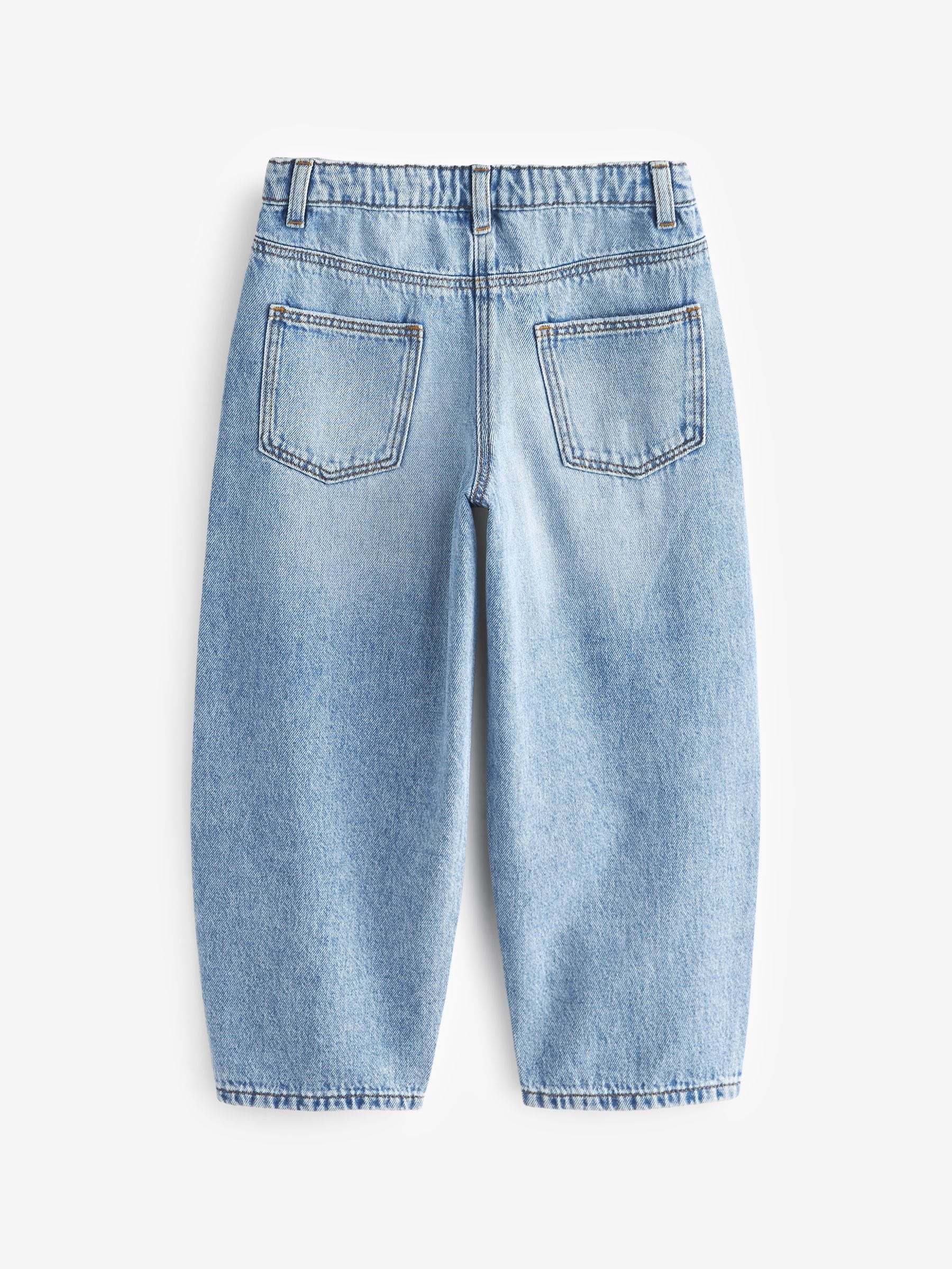 Buy Mid Blue Denim 100% Cotton Barrel Jeans (3-16yrs) from