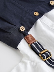 Navy Blue Baby 100% Cotton Shirt Trousers and Braces Set 4 Piece (0mths-2yrs) - Image 5 of 8