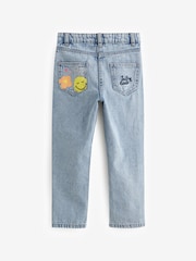 Mid Blue Denim Mom 100% Cotton Smiley World Jeans (3-16yrs) - Image 6 of 8